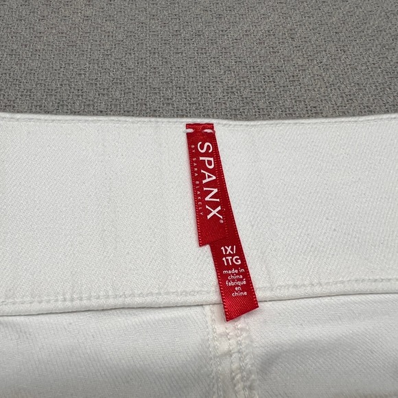 SPANX Pants Womens 1x White Side Stripe Skinny Jeans Raw Hem Stretch - Picture 6 of 11